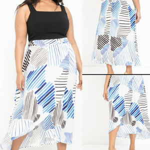 Eloquii Printed Pull-on Faux Wrap Skirt Size 14